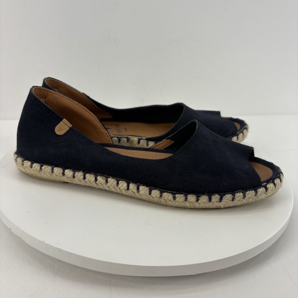 Verbenas Genuine Leather Espadrille Shoes‎ Women's Size 38 Navy Blue Flats Spain